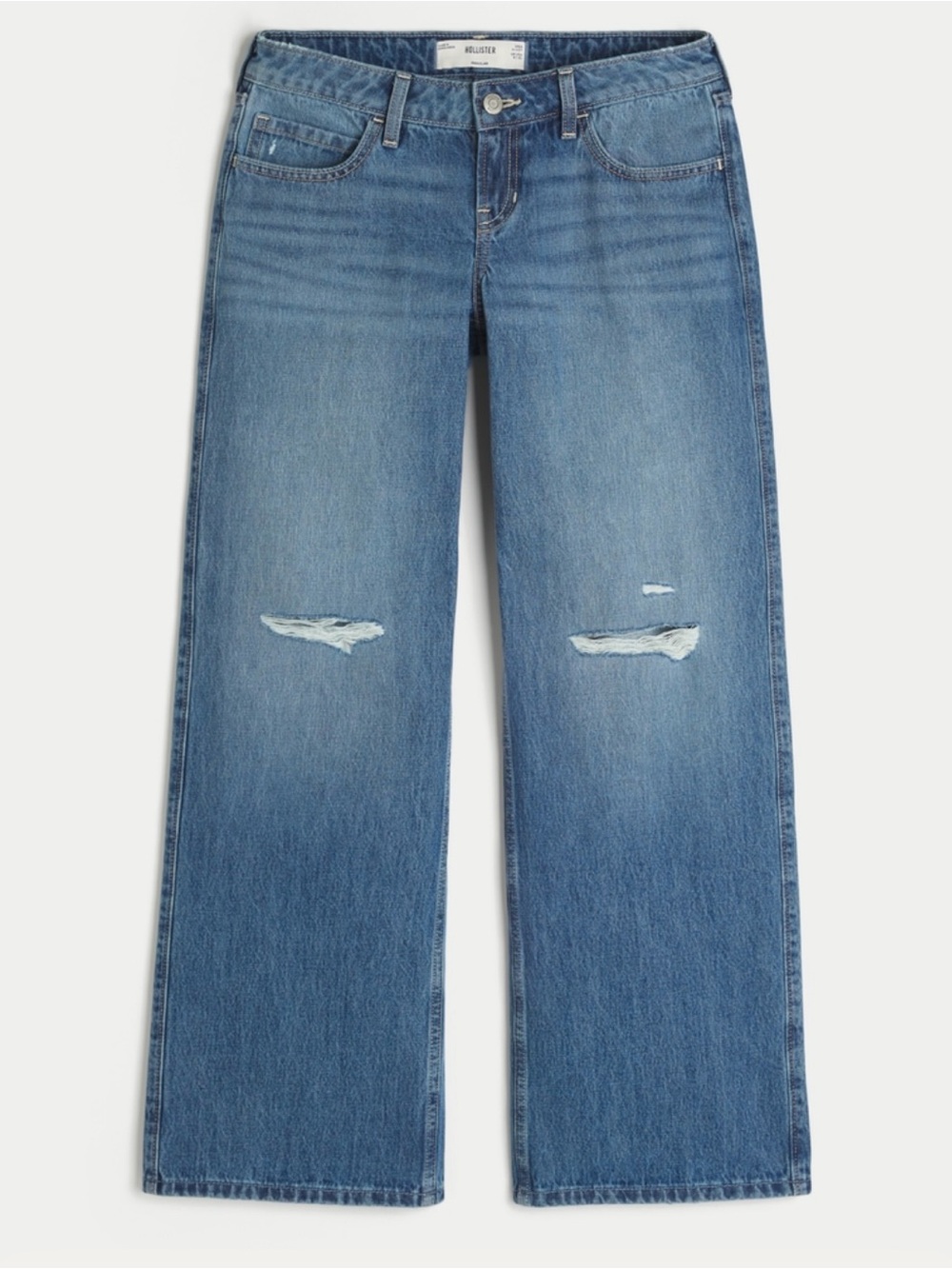 Hollister Light Blue Wide-Leg Distressed Jeans